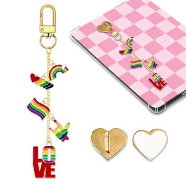 Imagem de LMZLJZ Corrente de berloques Kindle LGBT arco-íris para amantes de livros mulheres e homens, chaveiro com pingente de orgulho gay, acessórios de e-reader, presente para leitores amantes de livros