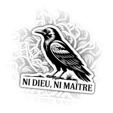Imagem de (3 peças) Adesivo Ni Dieu Ni Maître, decalque de vinil com citação francesa anarquista para garrafa de água, copo de capacete, presentes para ativistas, filósofos, pensadores livres – 7,5 x 7,6 cm