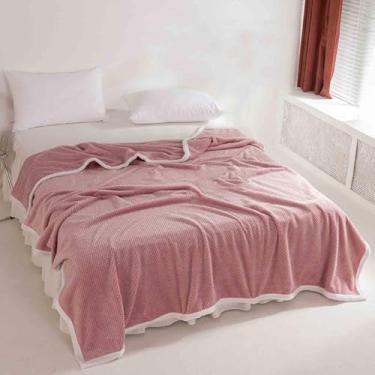 Imagem de JUSHZ Cobertor de lã cobertor ponderado cobertores e mantas fofas mulheres homens para lençol adulto cachecol longo duplo solteiro para sofá inverno grosso quente para dormitórios (rosa claro, 120 x