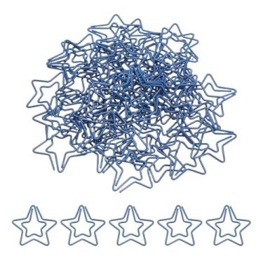 Imagem de PATIKIL 100 peças de clipe de papel, clipe de papel estrela, pequeno, fofo, à prova de ferrugem, agendador de metal para escritório, casa, marcador de livro para escritório, casa, 29 mm, azul