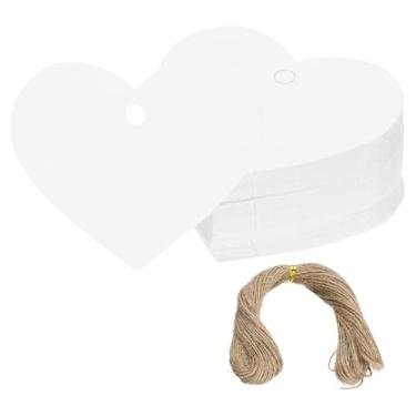 Imagem de PATIKIL Etiquetas de presente com cordão, 200 peças de etiquetas de papel em branco em forma de coração etiquetas de embrulho de presente com barbante de juta para lembrancinhas de festa de