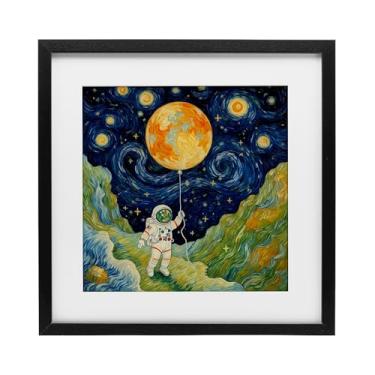 Imagem de Stupell Industries Impressionista Astronauta no Espaço Impressão Emoldurada Preta sob Vidro, design por Angie Hawke, 40,6 x 40,6 cm