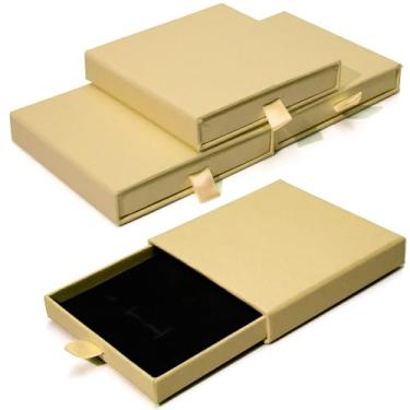Imagem de Caixa de presente de joias com 4 peças, caixas de joias de papelão de 9,5 x 9,5 x 1,7 cm, caixa organizadora de gavetas, brincos de colar, caixa organizadora de gavetas, caixas de joias vazias para