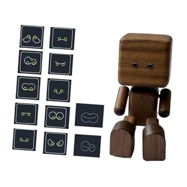 Imagem de KiBcsLic Acessório de madeira em formato de boneco que se mexe para painel de carro, versátil, leve e criativo, ideal para decoração de mesa, caminhão, Marrom Escuro