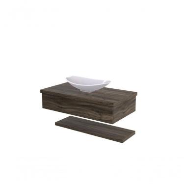 Imagem de Conjunto Bancada C-cuba L45 E Prateleira Metrópole 805 Carvalho Carvalho Dark