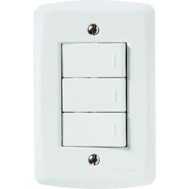 Imagem de Conjunto 4x2 Com 3 Interruptores Simples 10 A 250 V Tramontina Lux2 Branco