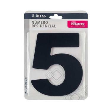 Imagem de Número Residencial Alumínio Acm 5 Preto Com Fita 3m Vhb - Uso Interno-externo