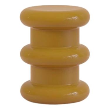 Imagem de MotiveTech Mesa lateral para sofá, banquinho para trocar sapatos, móvel moderno e estável, estilo nórdico, cor creme, ideal para cabeceira, sala de jogos, Amarelo