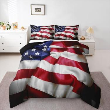 Imagem de Erosebridal Conjunto de Edredom com Bandeira Americana, Edredom de Plumas Dos Estados Unidos, Tamanho King para Crianças, Meninos E Adolescentes, Conjunto de Cama com Estrelas Das Federações Dos Eua,