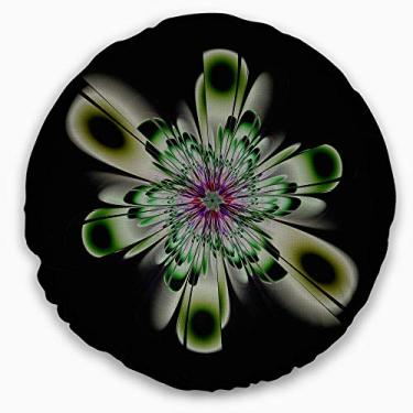 Imagem de Design de cristal brilhante verde claro flor fractal sala de estar redonda, sofá, almofada de alta qualidade + capa de almofada impressa em ambos os lados 50 cm