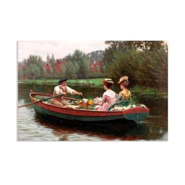 Imagem de Edmund Leighton impressão em tela Market Day por Reproduções de pinturas famosas Edmund Leighton pôster arte de parede para sala de estar quarto decoração de parede 60 x 40 cm (24 x 16 polegadas) sem