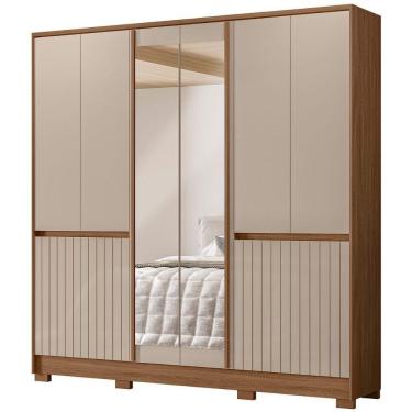 Imagem de Guarda Roupa Casal 10 P Espelho 216 Cm Alasca Carvalho Fendi Moval