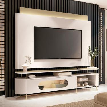 Imagem de Painel Tv 85 Pol E Rack Bancada Dalya Off/champanhe H01 - Mpozenato