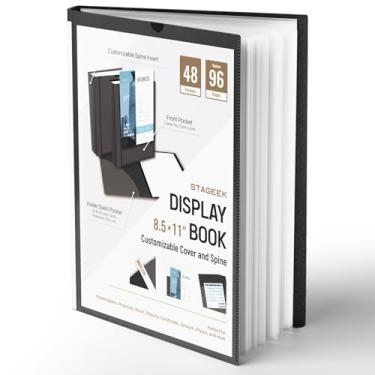 Imagem de STAGEEK Fichário de portfólio com 48 bolsos, 96 páginas, fichário de 21 x 28 cm com mangas de plástico, pasta de portfólio de arte com protetores de folha transparentes, livro de apresentação para
