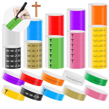 Imagem de 500 pulseiras coloridas Mersper para eventos, pulseiras adesivas de identificação à prova d'água de 10 cores neon para festas, shows, clubes - multicoloridas