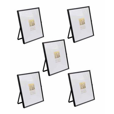 Imagem de Kit 5 Porta Retrato em Metal e Vidro para Foto 15x20 Preto