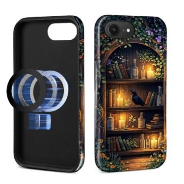 Imagem de DAIZAG Capa para iPhone 16e, [compatível com MagSafe], capa magnética para celular, híbrida pesada 2 em 1, resistente, à prova de choque, estante de livros Witchy Dark Academia