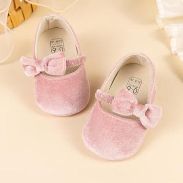 Imagem de Sapatilhas Mary Jane para bebês meninas com laço, sola macia, antiderrapante, sapatos de casamento para meninas, rosa, 12-18 Months Toddler