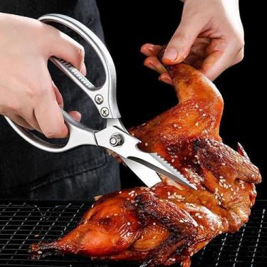 Imagem de Tesoura de cozinha de aço inoxidável de 21,6 cm com cabo de liga de alumínio - durável e afiada - ideia para cortar carne e legumes - para chefs e cozinheiros domésticos