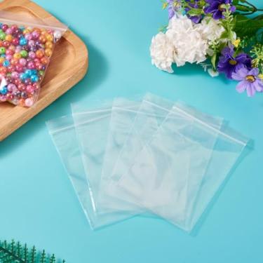 Imagem de 50 pçs/conjunto de sacos retangulares brancos transparentes de plástico com fecho de correr, organizador de armazenamento, selagem superior, saco de embalagem resselável, 12 x 8 cm