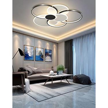 Imagem de Luminária de teto LED dimerizável em formato de anel, moderna e criativa para sala de estar, com controle remoto, em acrílico, temperatura de cor 2800K-6000K, ideal para mesa de jantar, quar