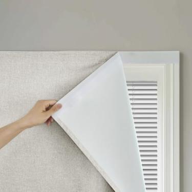 Imagem de Sovtfides Cortina de janela Magic Tape - escurecimento de ambiente blackout para painel de porta de vidro (L116 x C 152 cm, 1 painel, bege claro)