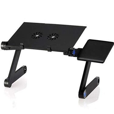Imagem de Suporte para laptop, bandeja de cama portátil para laptop, altura e ângulo ajustáveis, adequado para quarto, sala de estar, sofá, preto (preto preto)