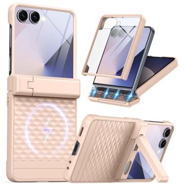 Imagem de Capa magnética para Samsung Galaxy Z Flip 7 [proteção de dobradiça e suporte] [compatível com MagSafe] [protetor de tela embutido] Capa de celular de proteção militar de corpo inteiro para Samsung Z