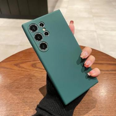 Imagem de Capa protetora fina de silicone líquido para Samsung S25 S24 S23 S22 Ultra Galaxy S 24 23 22 Ultra Plus S23fe (para S22 Plus/verde escuro)