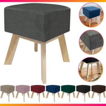 Imagem de Puff Banqueta Decorativo Para Sala Quadrado Multiuso Pés de Madeira - 