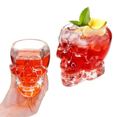 Imagem de REUJIHXY 1 copo de vidro de caveira grande, 700 ml, copo de caveira multiuso, para taças de vinho de festa temática de Halloween, presentes de Natal (1)