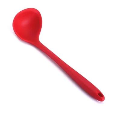 Imagem de Concha de Silicone Vermelha, 28,5 cm, Resistente ao Calor até 180°C, Antiaderente, para Sopas e Molhos