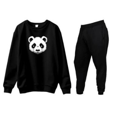 Imagem de Conjunto de Moletom Blusa Sem Capuz e Calça Jogger Estampas-Masculino
