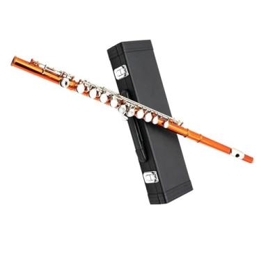 Imagem de Flauta Outfit Orange Cobre-níquel Corpo Requintado Instrumento de Flauta 16 Orifícios Fechados Chave C Adequado para Iniciantes