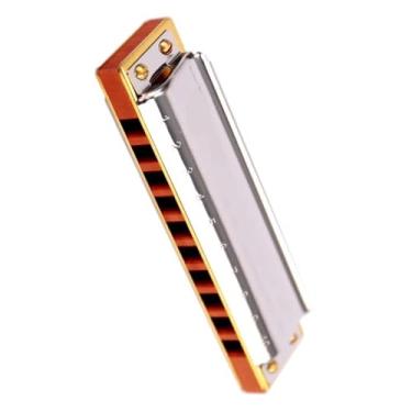 Imagem de Gaita profissional de 10 furos diatônica instrumento de gaita azul harpa pera madeira pente instrumento (cor: C)