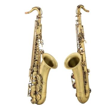 Imagem de Instrumento de saxofone profissional saxofone tenor antigo cobre B instrumento de sopro plano com estojo e acessórios para instrumentos (B)