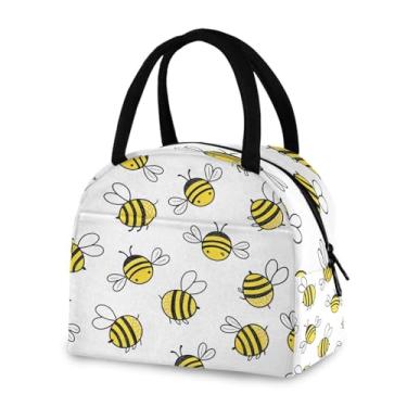 Imagem de Blueangle Flying Bumble Bees Lancheira isolada lancheira grande bolsa térmica recipiente de almoço multifuncional reutilizável lancheira para mulheres/crianças