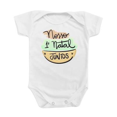 Imagem de Body de Bebê Roupinha Nosso Primeiro Natal Juntos Presente Temático Fe