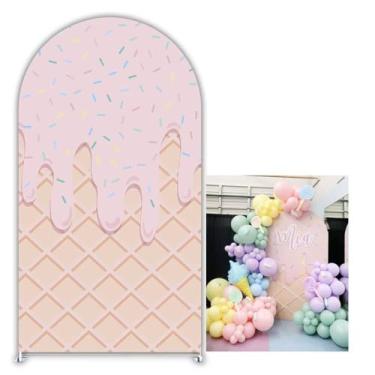 Imagem de Iydamc Capa de fundo de arco cremoso pingando 2,5 m colorido confete doce e elastano para decoração de festa de aniversário (sem suporte!)