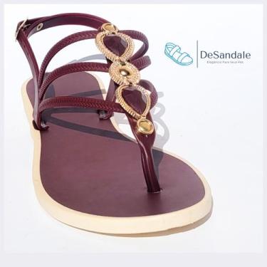 Imagem de Sandália rasteirinha Linda e Leve - Desandale, Bordô, 37