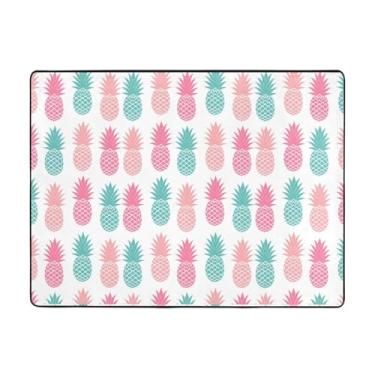 Imagem de ZERAOKE Tapete colorido de abacaxi 48 x 63 polegadas, lavável na máquina com suporte antiderrapante, tapetes macios para sala de estar, quarto, entrada, quarto de crianças, decoração de casa