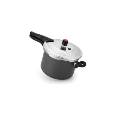 Imagem de Panela de Pressão Antiaderente 4,5L, Alumínio e Baquelite, Cinza, Fechamento Externo, 21x23,5x39,5 cm