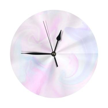 Imagem de ZERAOKE Aquarela - Relógio de parede redondo moderno - silencioso sem tique-taque operado por bateria, decoração de mesa ou parede para sala de estar, quarto, escritório.