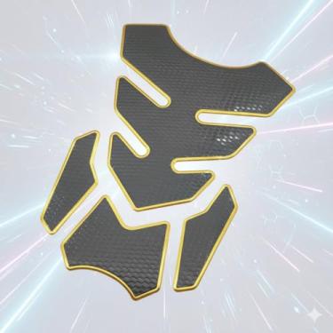 Imagem de 1 protetor de tanque de motocicleta texturizado 3D, ajuste universal, fácil de aplicar, sem resíduos, proteção contra arranhões para pista de turismo diário, amarelo