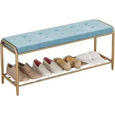 Imagem de FAMEOYA Banco de entrada, banco de sapatos para sala de estar, suporte de banco de sapatos de entrada, estrutura nórdica para casa, banco de troca de sapatos, combinação de sapateira