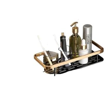 Imagem de Suporte Para Champô Sem Furos - Prateleira Adesiva, Suporte Para Casa De Banho(KIT 1 -Retangular-ouro negro)
