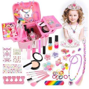 Imagem de Pilipane Conjunto de 48 peças de joias de princesa, kit de maquiagem para meninas, acessórios de fantasia de princesa para meninas