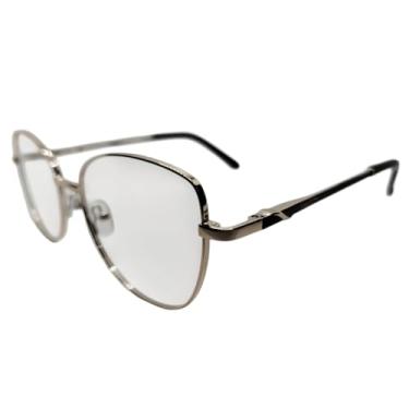 Imagem de Armação Óculos de Grau Feminina Riga em Metal (Dourado com Preto e Prata)