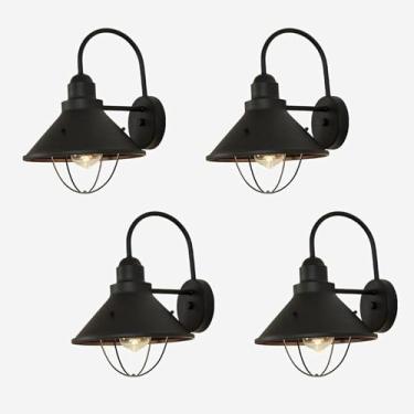 Imagem de Luminária de parede LED, arandela para iluminação externa, estilo celeiro preto, ideal para varanda, pátio ou jardim.