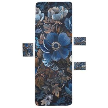 Imagem de STAYTOP Capa de toalha de cadeira de descanso com padrões florais retrô, capa macia para espreguiçadeira, capas de cadeira de praia com bolsos para jardim ao ar livre, pátio, pátio, banhos de sol